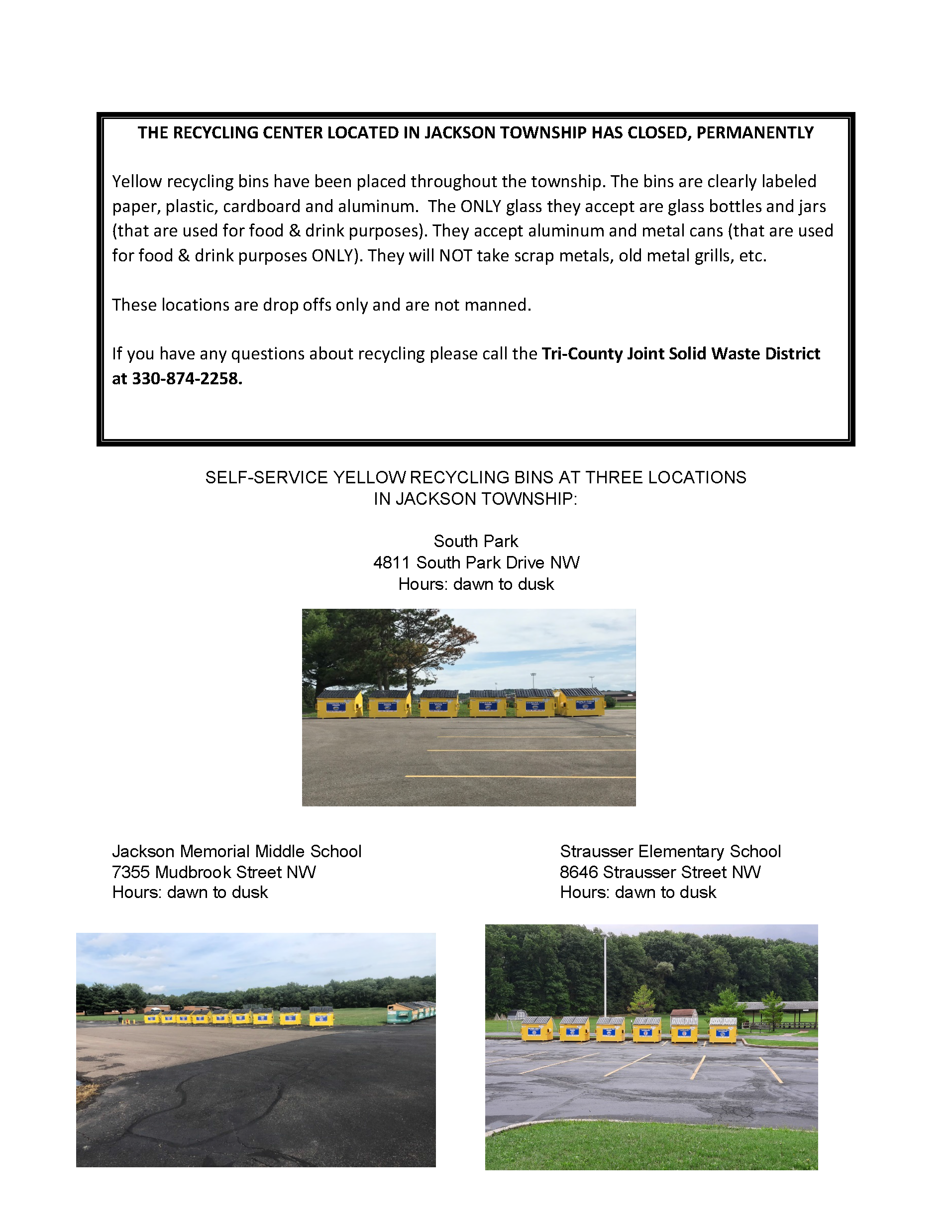 Recycling Bins Jackson Township, Stark County, Ohio